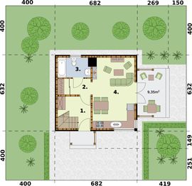 Parter projektu - Orlean 7 dom letniskowy szkielet drewniany