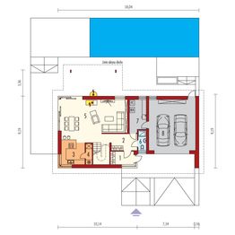 Projekt domu Nikolas II G2 reco energo plus - rzut parteru, dom liczy 3 pokoje, 3 łazienki i wc