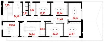 Piętro 1 projektu - Budynek usługowy AMB-465
