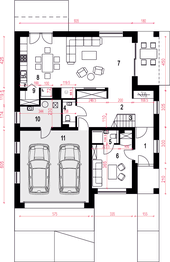 Parter projektu - Willa pod kormoranem z garażem 1-st. [A]