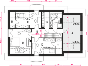 Poddasze projektu - Dom Dla Ciebie 10 z garażem 1-st. [A]