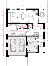Parter projektu - Willa pod kormoranem II z garażem 2-st. [A]