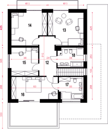 Piętro 1 projektu - Willa pod kormoranem II z garażem 2-st. [A]