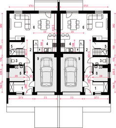 Parter projektu - Głuszec III Mode z garażem 1-st. bliźniak [A-BL]