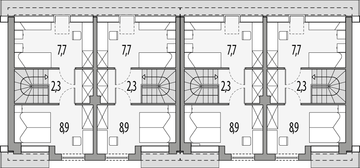 Poddasze projektu - Morski 1 - bliźniak dwulokalowy l+sl+s+ll