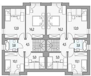 Poddasze projektu - Emil - dwulokalowy pl+p