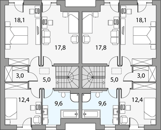 Poddasze projektu - Oskar 3 - dwulokalowy pl+p