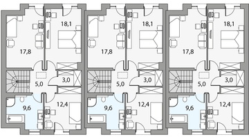 Piętro 1 projektu - Oskar 3 - szereg l+s+p