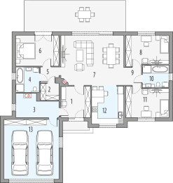 Projekt domu Simple 5-30 - rzut parteru, dom liczy 3 pokoje, 2 łazienki i wc