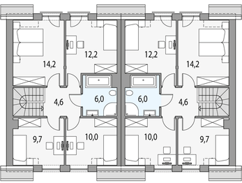 Poddasze projektu - Kalipso 1 - bliźniak pl+p