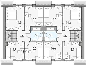 Poddasze projektu - Kalipso 1 - dwulokalowy pl+p