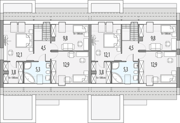 Poddasze projektu - Vivien A - dwulokalowy L+P