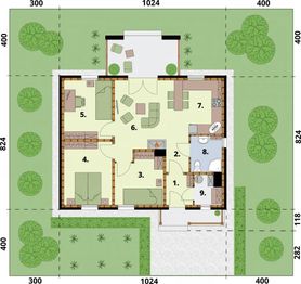 Parter projektu - La Palma 2 C EKO szkielet drewniany dom mieszkalny z pompą ciepła i podłogówką