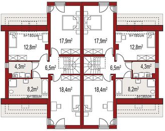 Piętro 1 projektu - Adam dwurodzinny (jednorodzinny dwulokalowy)