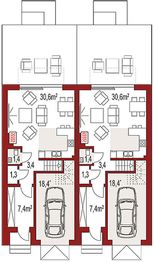 Parter projektu - Diana 2 dwurodzinny (jednorodzinny dwulokalowy)