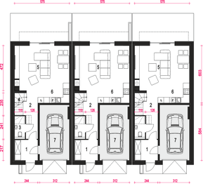 Parter projektu - Jukka II z garażem 1-st. szeregówka [A-SZ]
