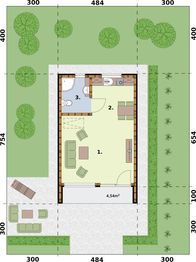 Parter projektu - Moca 2 A szkielet drewniany dom letniskowy na zgłoszenie do 35m2