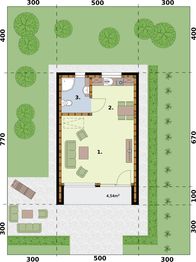 Parter projektu - Moca A OC szkielet drewniany dom letniskowy na zgłoszenie do 35m2
