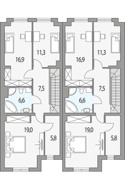 Piętro 1 projektu - Konrad 2 - bliźniak l+p