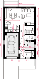 Parter projektu - Głuszec III z garażem 1-st. [A]