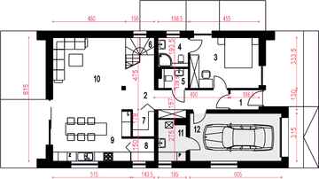 Parter projektu - Sobótka z garażem 1-st. [A]
