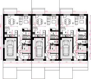 Parter projektu - Głuszec III z garażem 1-st. szeregówka [A-SZ]