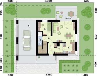 Parter projektu - Sevilla 3C z wiatą garażową