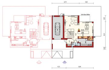 Projekt domu EX 2 G1 energo plus (bliźniak) - rzut parteru, dom liczy 3 pokoje, 3 łazienki i wc