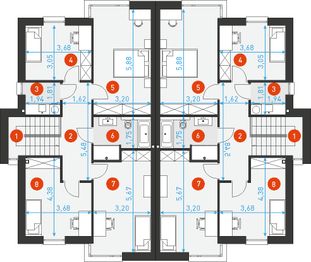 Piętro 1 projektu - Modrzewiowy 2
