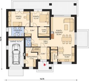 Parter projektu - APS 326 wariant 2 dwurodzinny