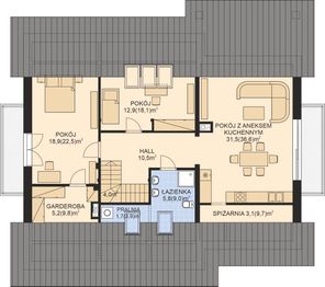 Poddasze projektu - APS 326 wariant 2 dwurodzinny