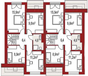 Poddasze projektu - Andrea A jednorodzinny dwulokalowy