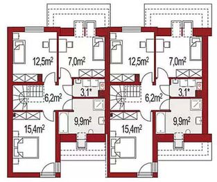 Poddasze projektu - Andrzej dwurodzinny (jednorodzinny dwulokalowy)
