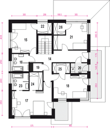 Piętro 1 projektu - Willa sosnowa z garażem 2-st. [A1]