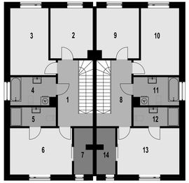 Piętro 1 projektu - Eco 44 - dwulokalowy