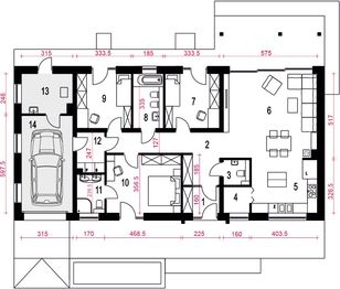 Parter projektu - Kocanka z garażem 1-st. [A]