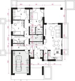 Parter projektu - Klara IV z garażem 1-st. [A]