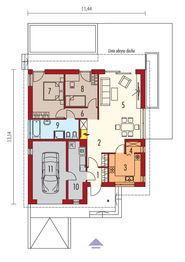Projekt domu Armando II G1 reco (wiązary) energo plus - rzut parteru, dom liczy 2 pokoje, 1 łazienki i wc