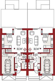Parter projektu - Andrea B dwurodzinny (jednorodzinny dwulokalowy)