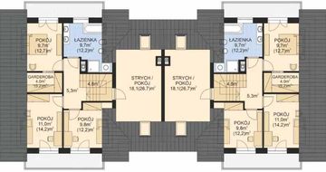 Poddasze projektu - APS 237 wariant 2 dwulokalowy