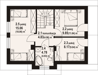 Poddasze projektu - Modrowo aa 70