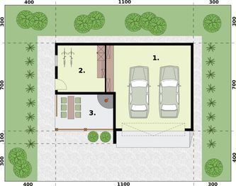 Projekt budynku gospodarczego G314A budynek gospodarczy - rzut parteru, dom liczy 0 pokoje, 0 łazienki i wc