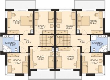 Piętro 1 projektu - APS 279 dwulokalowy