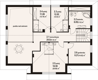 Poddasze projektu - Podsarnie z antresolą dw