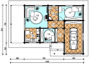 Parter projektu - A-153 Dom jarzębata z bali
