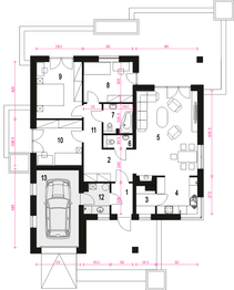 Parter projektu - Kalcyt II z garażem 1-st. [A]