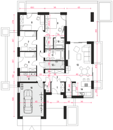 Parter projektu - Klara V z garażem 1-st. [A]