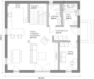 Rzut parteru - Dom prefabrykowany całoroczny Widny