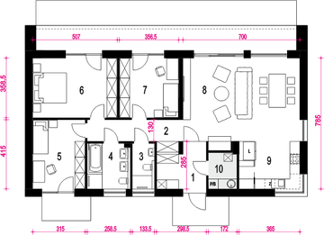 Parter projektu - Hyzop bez garażu [B]