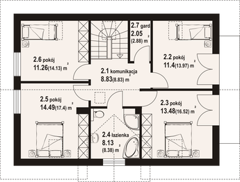 Poddasze projektu - Żarowo 39 m